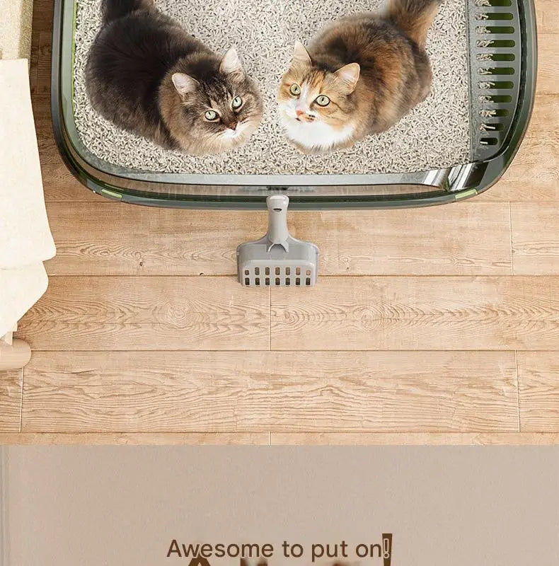 Cat Litter Box with Cat Litter Spatula Semi-enclosed Sandbox for Cats Rabbit Small Animals Cat Tray Kittens Litter Bedpans