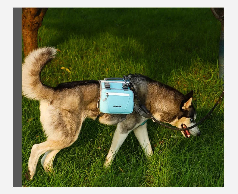 Pet Supplies Outdoor Dog Backpack Oxford Fabric Double Snack Bag Medium Large Dog Tactical Bag Waterproof Reflective Saddle Bag