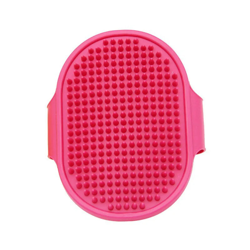 Dog Grooming Glove, Pet Bath Brush with Adjustable Ring Handle, Rubber Massage Grooming Comb for Short Haired Dogs Cats