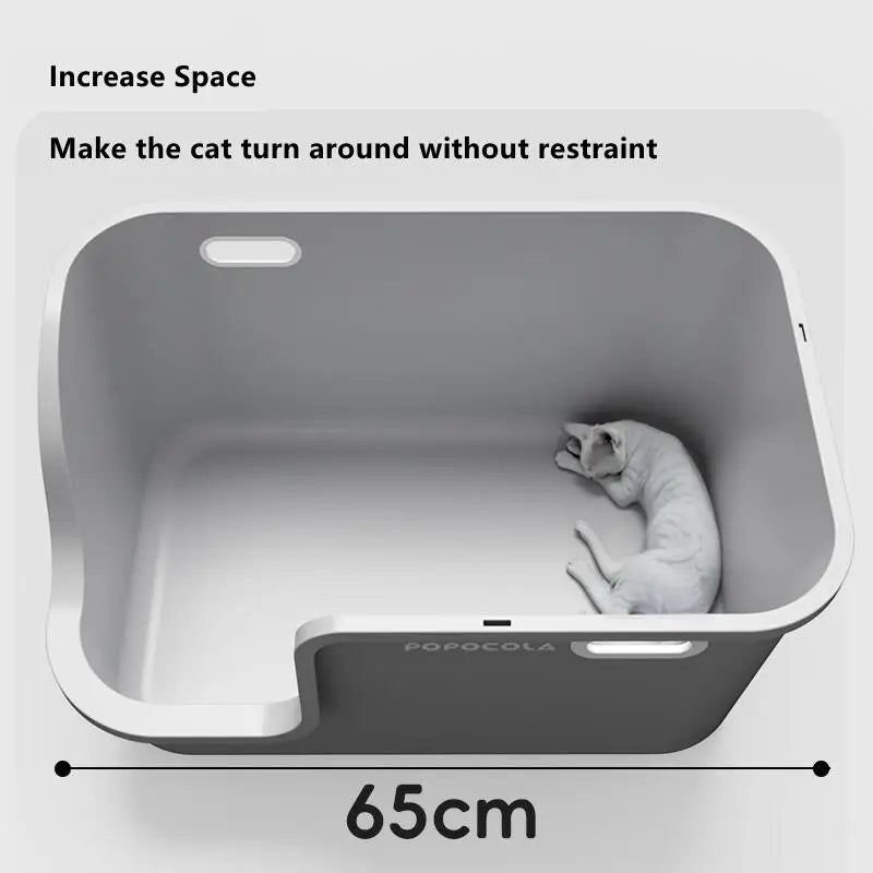 Large Cat Litter Boxes Corridor Style Design Enclosed Litter Tray Odor Splash-Proof Kitten Toilet Convenient Lid Pet Clean