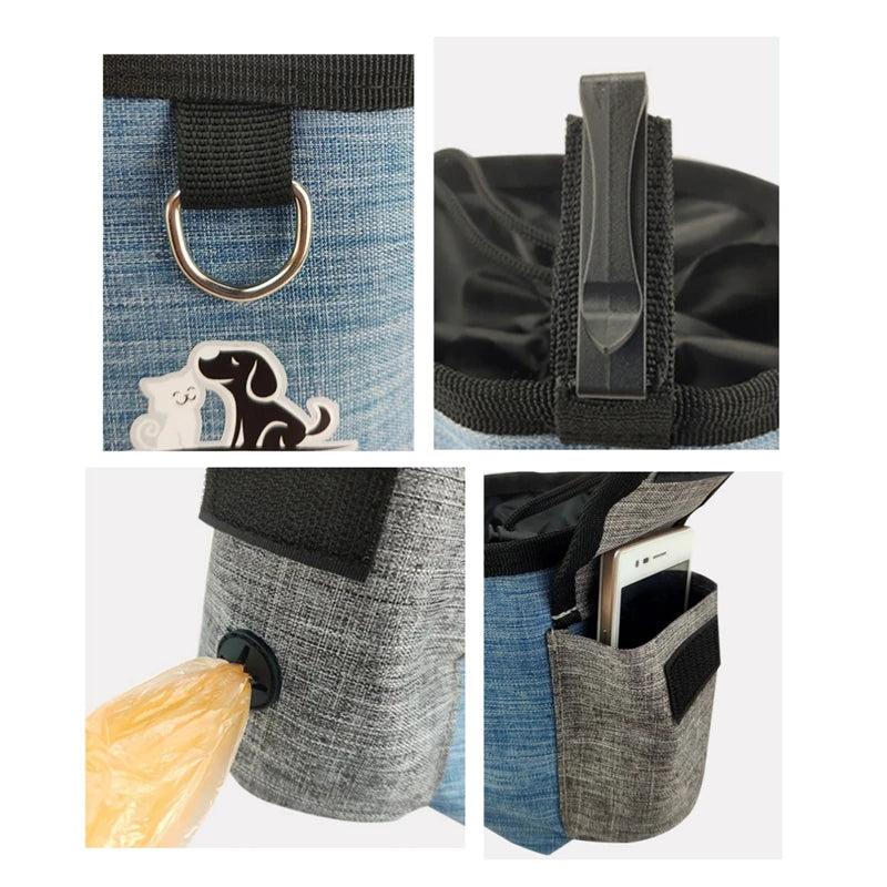 Portable Feeding Outdoor Pet Dog Treat Pouch Portable Dog Training Bags Pet Snack Food Container Puppy Snack Reward Waist Bag