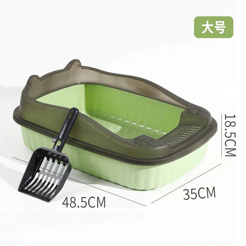 Large-Sized Half-Enclosed Open Anti-Splash Cat Litter Box Adult Cat Toilet Small-Kitten Litter Box Odor Removal for Cats