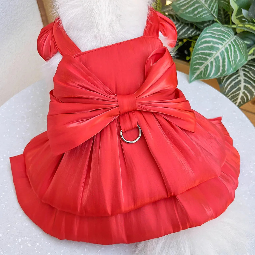 Dog Dress Girl Dog Clothes Pet Apparel Doggie Pink Bowknot Tulle Cat Sequin Clothing Pup Dresses Doggy Attire Birthday