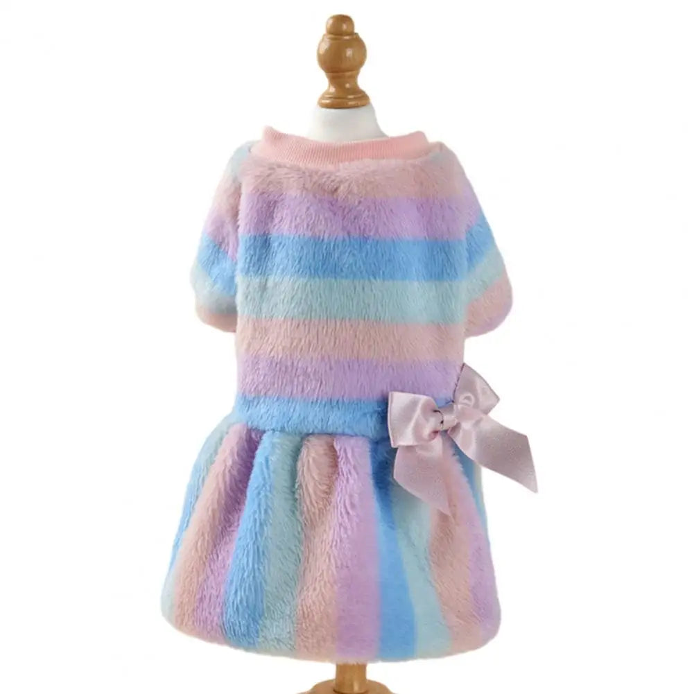 Winter Pet Dress Cute Pet Outfit Fashionable Winter Warm Pet Dress for Small Medium Dogs Cats Comfortable Plush Skirt