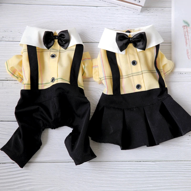 Dog Wedding Dress Couple Pet Clothing Jumpsuit Skirt Spring Summer Dog Clothes Overalls Yorkshire Poodle Pomeranian Puppy Outfit
