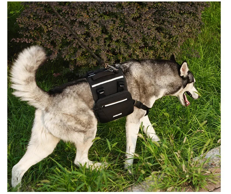 Pet Supplies Outdoor Dog Backpack Oxford Fabric Double Snack Bag Medium Large Dog Tactical Bag Waterproof Reflective Saddle Bag