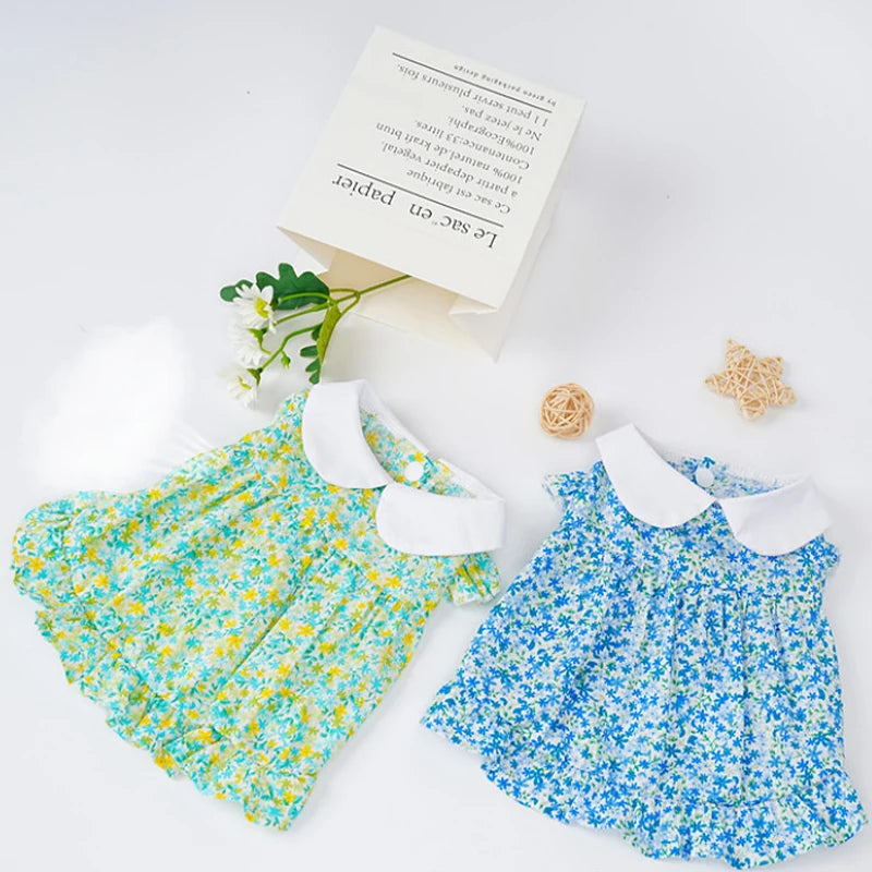 Dog Dress Summer Floral Pet Skirts Cat Sweet Dresses Chihuahua Yorkie Clothing Soft Breathable Puppy Costume Girls Dog Clothes
