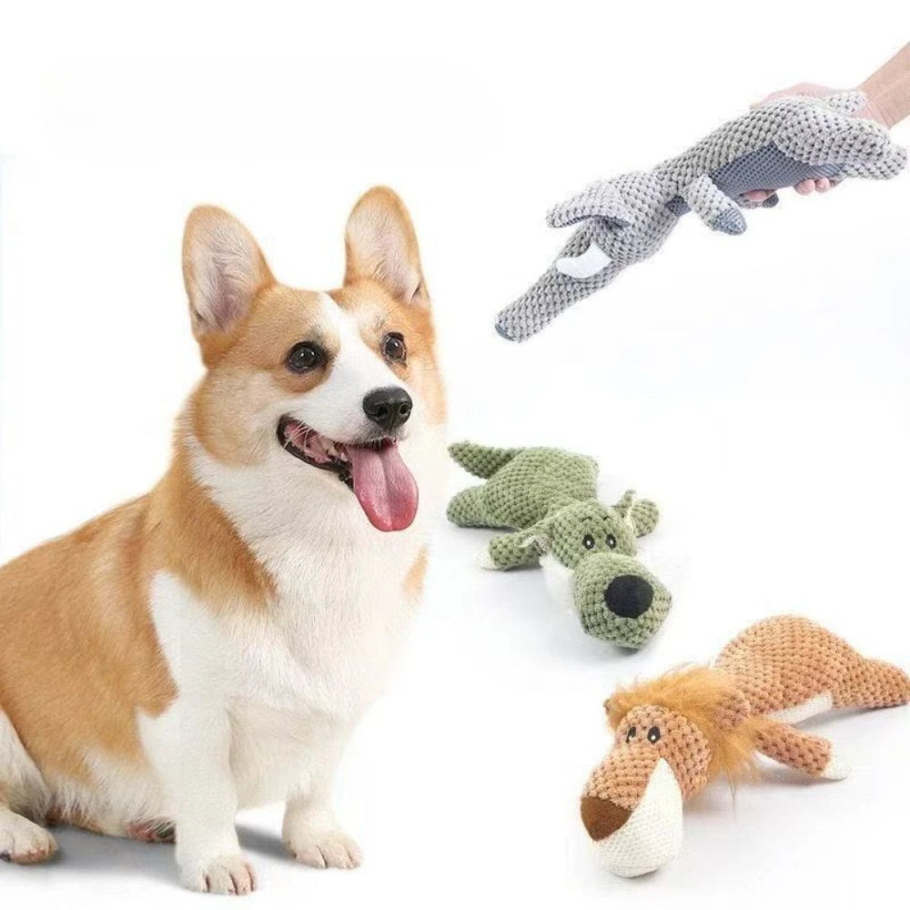 Plush Cartoon Puppy Dog Toys Pet Chew Squeak Toys Small Dogs Teeth Grinding Bite Resistant Relieve Boredom Play with Pet Toys