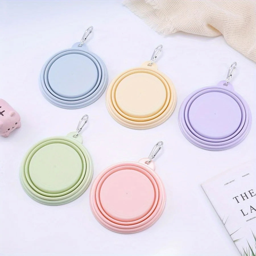 Pet Portable Foldable Bowl for Outdoor, Hanging Pet Drinking Water Feeding Silicone Bowl, Can be Used for Cats and Dogs