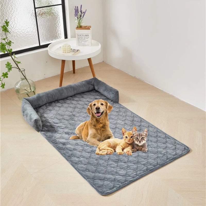 Dog Bed Mat Sofa Blankets Winter Warm Pet Blanket Dogs Cats Sleeping Beds for Large Medium Dogs Cats with Pillow Removable