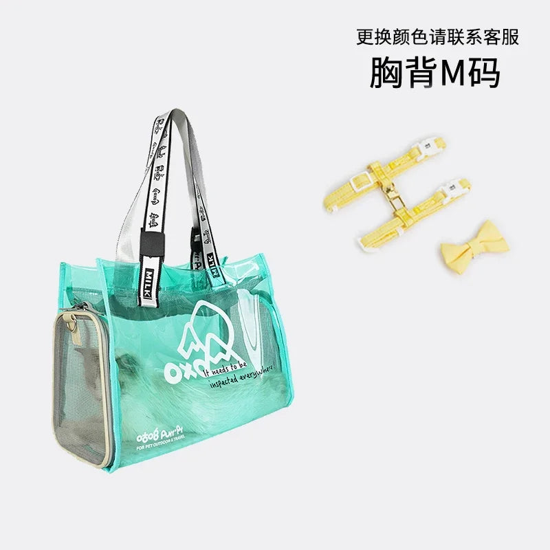 Pet bag Cat bag Portable going out Transparent schoolbag Carrying one-shoulder portable cat bag Dog dog