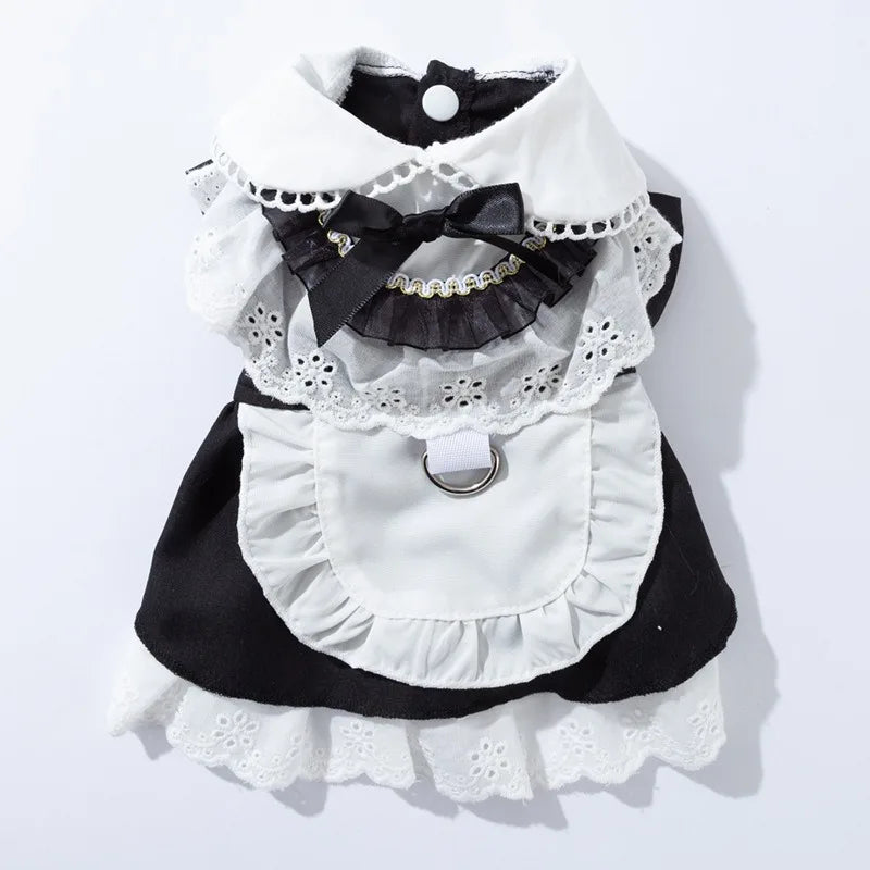 Pet Classic Maid Dresses Skirt Teddy College Style Dresses Small and Medium Dogs Summer Pullover Bichon Pretty Princess Dresses