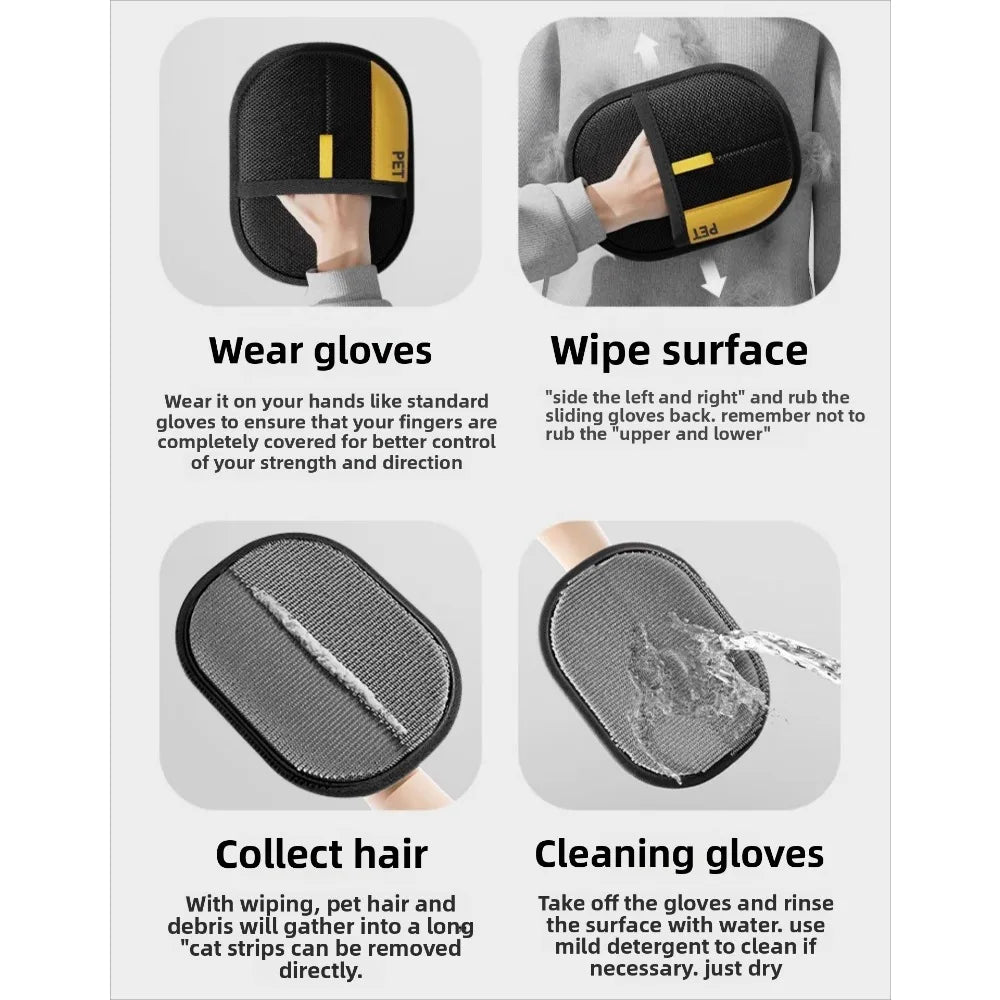 Pet Grooming Gloves Pet Hair Remover Brush Kitten Cleaning Glove Removing Dog Cat Hair From Sofa Carpet Clothes Pet Supplies﻿ ﻿