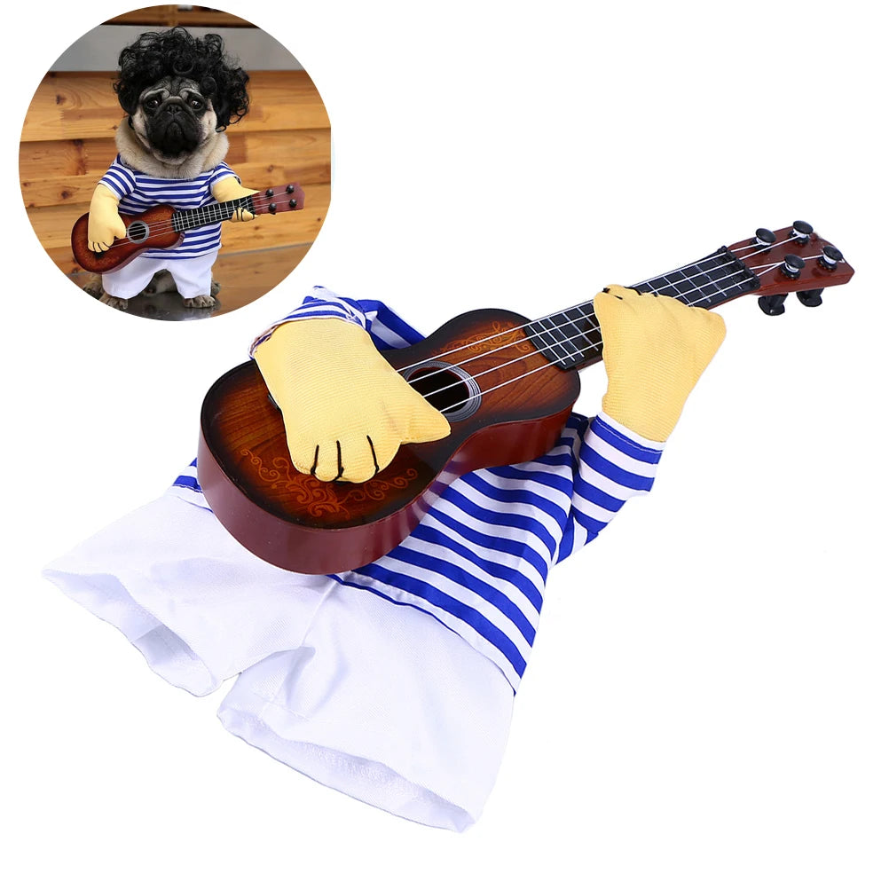 Guitar Playing Costume Pet Clothes Puppy Dress Christmas Gift Dog Wear Costume Cosplay Party Christmas Gift Dog Apparel Jacket