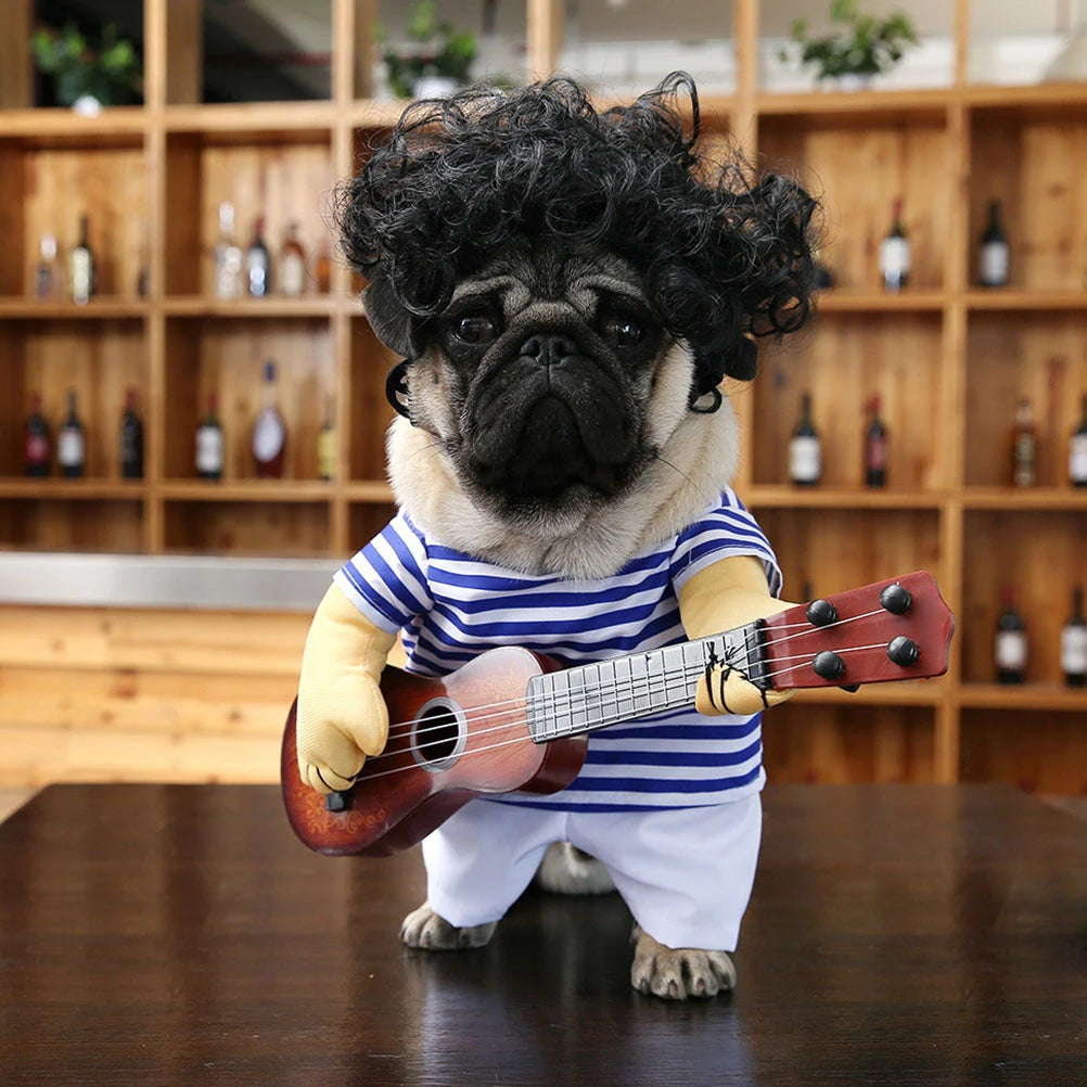 Guitar Playing Costume Pet Clothes Puppy Dress Christmas Gift Dog Wear Costume Cosplay Party Christmas Gift Dog Apparel Jacket