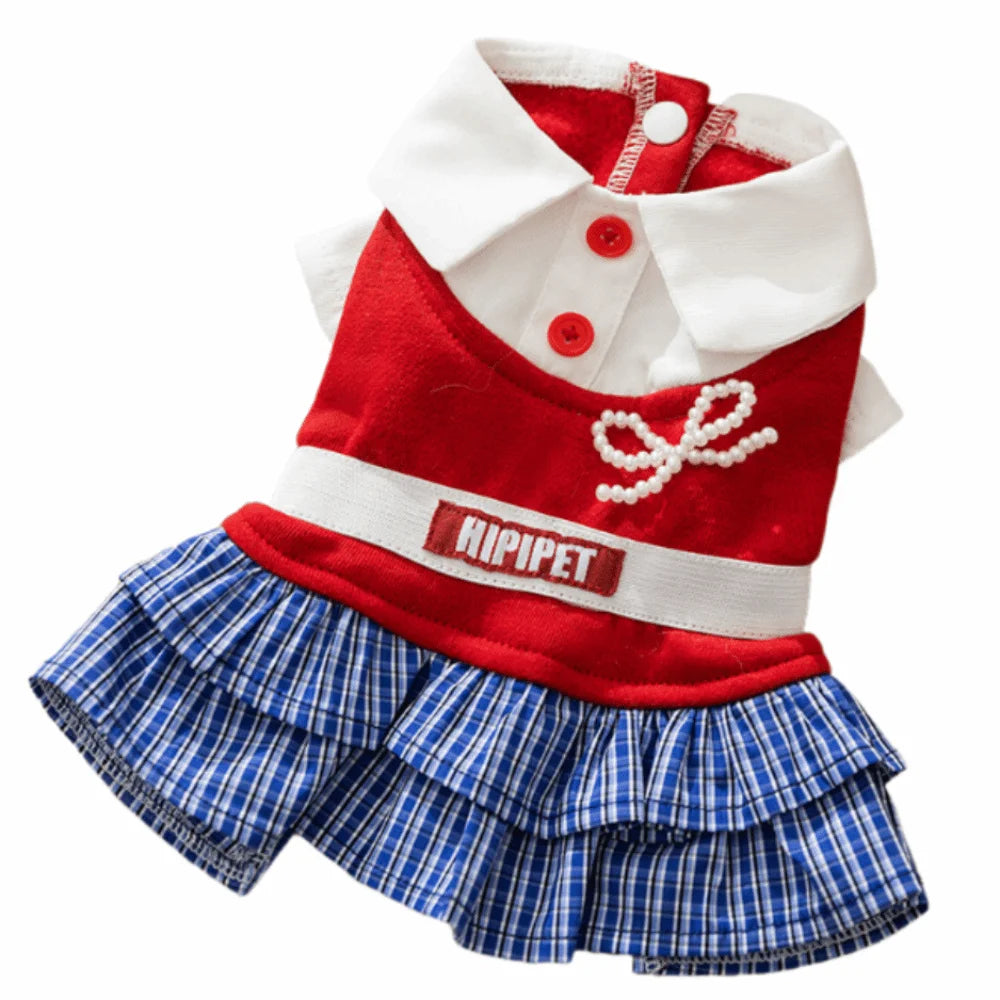 Pet Supplies Soft Cat Bowknot Dress Cute Preppy Style Pet Princess Skirts Breathable Shirt Collar Dog Shirt Dress Pet Party