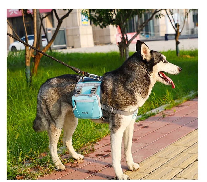 Pet Supplies Outdoor Dog Backpack Oxford Fabric Double Snack Bag Medium Large Dog Tactical Bag Waterproof Reflective Saddle Bag