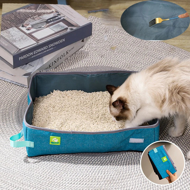 Semi Enclosed Cat Litter Box, Foldable, Portable, Waterproof, Oxford Cloth, Open Cat Toilet  Cat Litter Box Pet Supplies & Pet