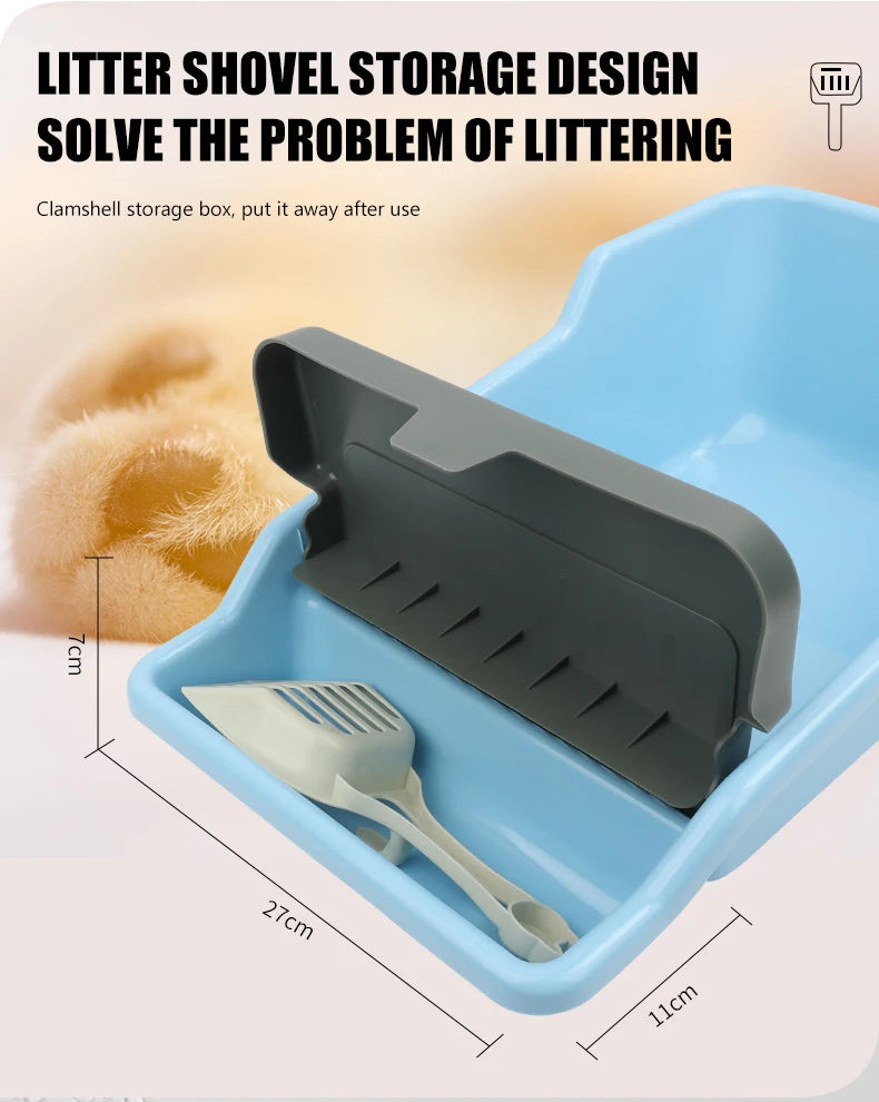 Cat Litter Box, Large Semi-enclosed Cat Toilet, Plastic Large Space, High Fence Cat Litter Box, Pet Supplies