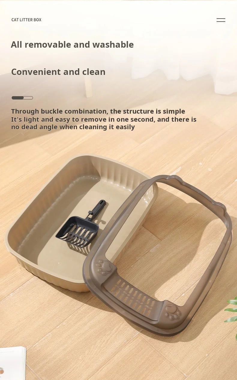Large-Sized Half-Enclosed Open Anti-Splash Cat Litter Box Adult Cat Toilet Small-Kitten Litter Box Odor Removal for Cats