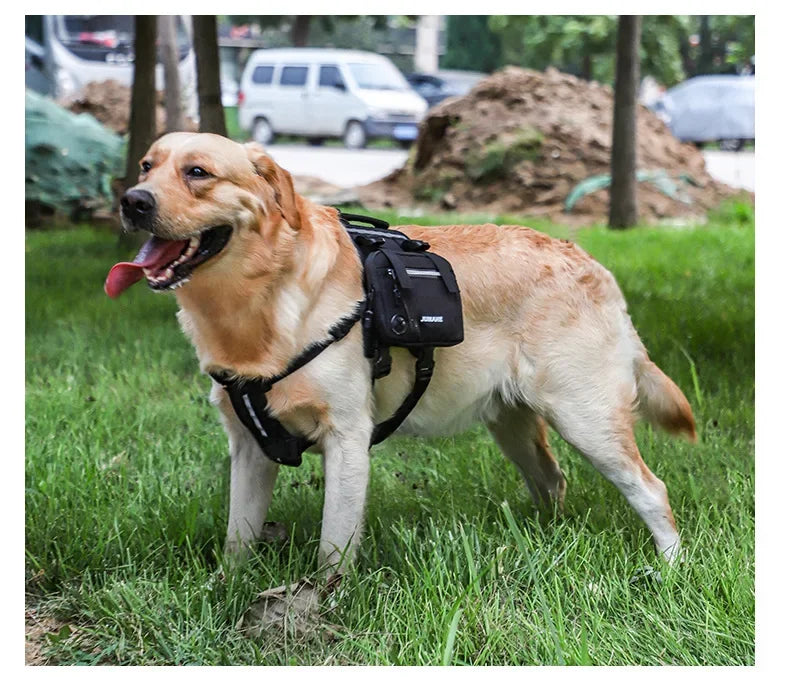 Pet Supplies Outdoor Dog Backpack Oxford Fabric Double Snack Bag Medium Large Dog Tactical Bag Waterproof Reflective Saddle Bag