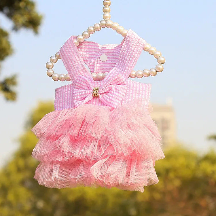 Dog Tutu Dress Cat Lace Skirt Bow Knot Dresses Summer Pet Clothing Chihuahua Puppy Cat Princess Apparel Cute Clothes