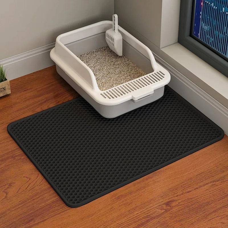 Cat Litter Mat Non Slip Big Pet Litter Box Filter Mat Double Layer Wear Resistant Waterproof Cat Litter Mat Pet Clean Supplies