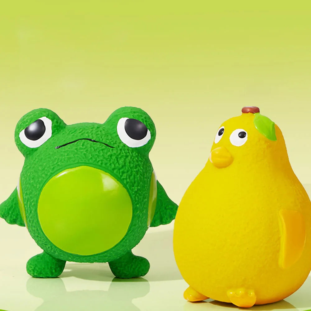 New Dog Toys - Latex Grumpy Frog & Yellow Duck, Squeaky, Teething, Stress-Relief, Interactive Pet Toys for Chewing & Bonding,