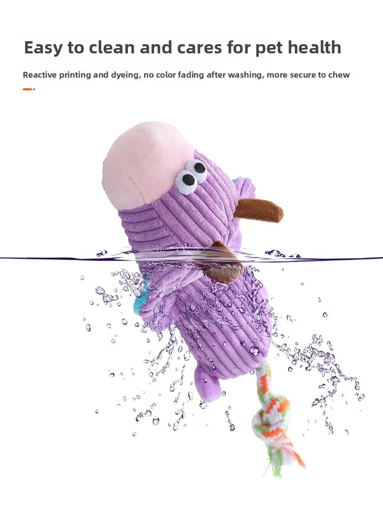 Plush Squeaky Dog Toys with Knotted Tails Soft Animal Chew Toys for Puppies Teething Safe Fun Interactive Play Pet Molar Toy