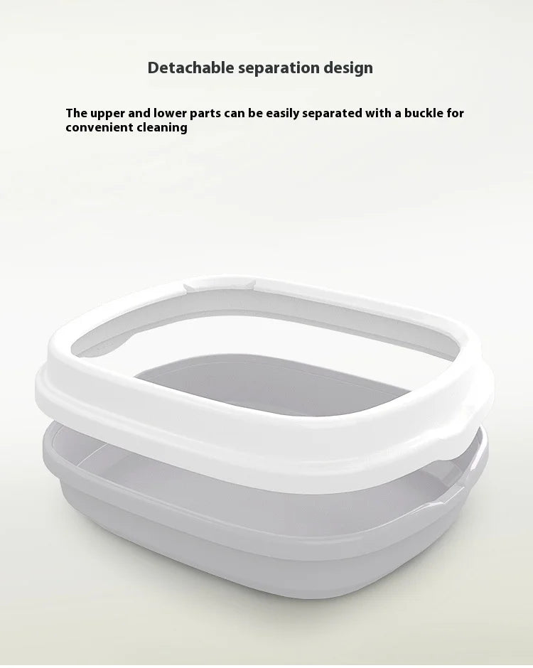 Oval Kitten Litter Box with High Walls - Thickened PP Semi-Enclosed Design Anti-Scatter Tray for Baby Cats Easy Clean