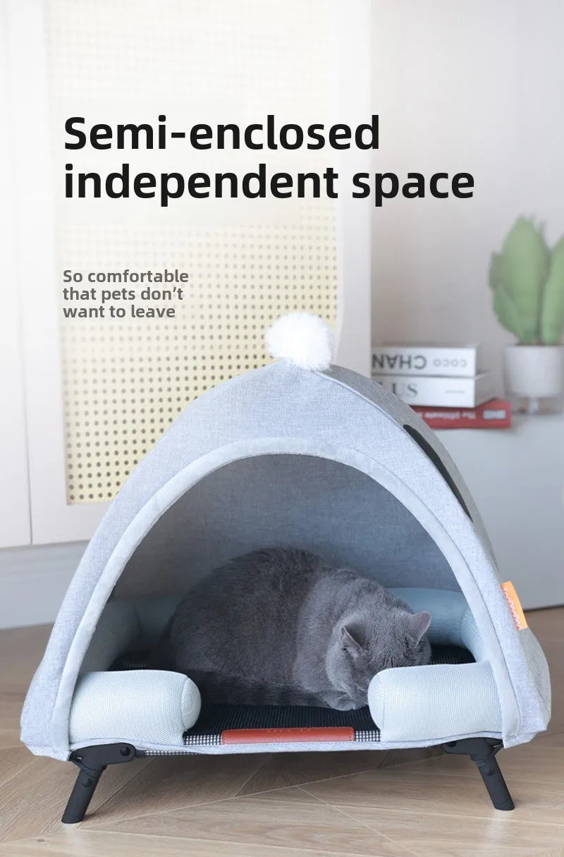 Pet Tent Folding Bed House with Cushion Outdoor Indoor Folding Moisture-proof Cats and Dogs Nest Portable Removable Cat Bed