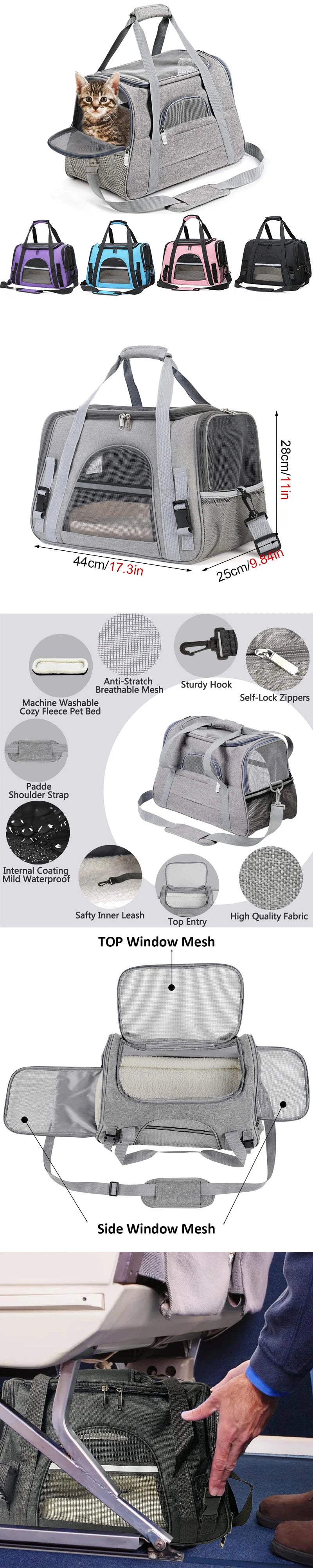 Travel pet bag portable for outdoor carrying one shoulder diagonal cross pet Bag foldable breathable Outgoing Pets Handbag