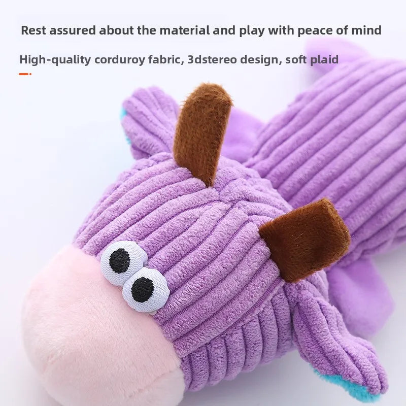 Plush Squeaky Dog Toys with Knotted Tails Soft Animal Chew Toys for Puppies Teething Safe Fun Interactive Play Pet Molar Toy