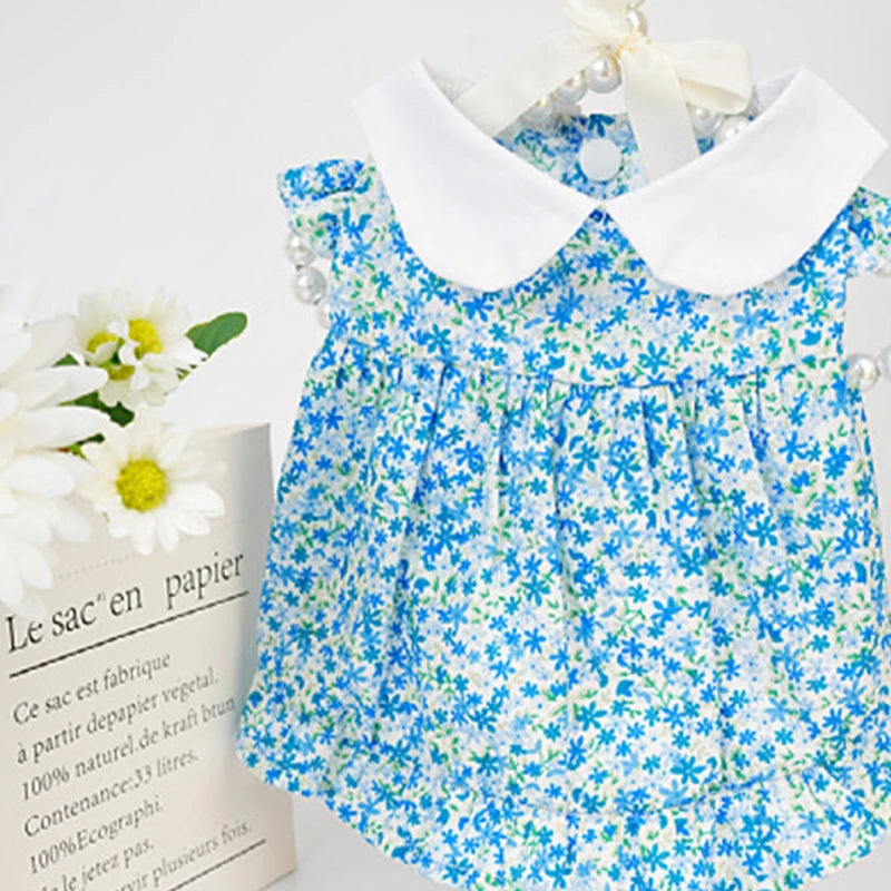 Dog Dress Summer Floral Pet Skirts Cat Sweet Dresses Chihuahua Yorkie Clothing Soft Breathable Puppy Costume Girls Dog Clothes
