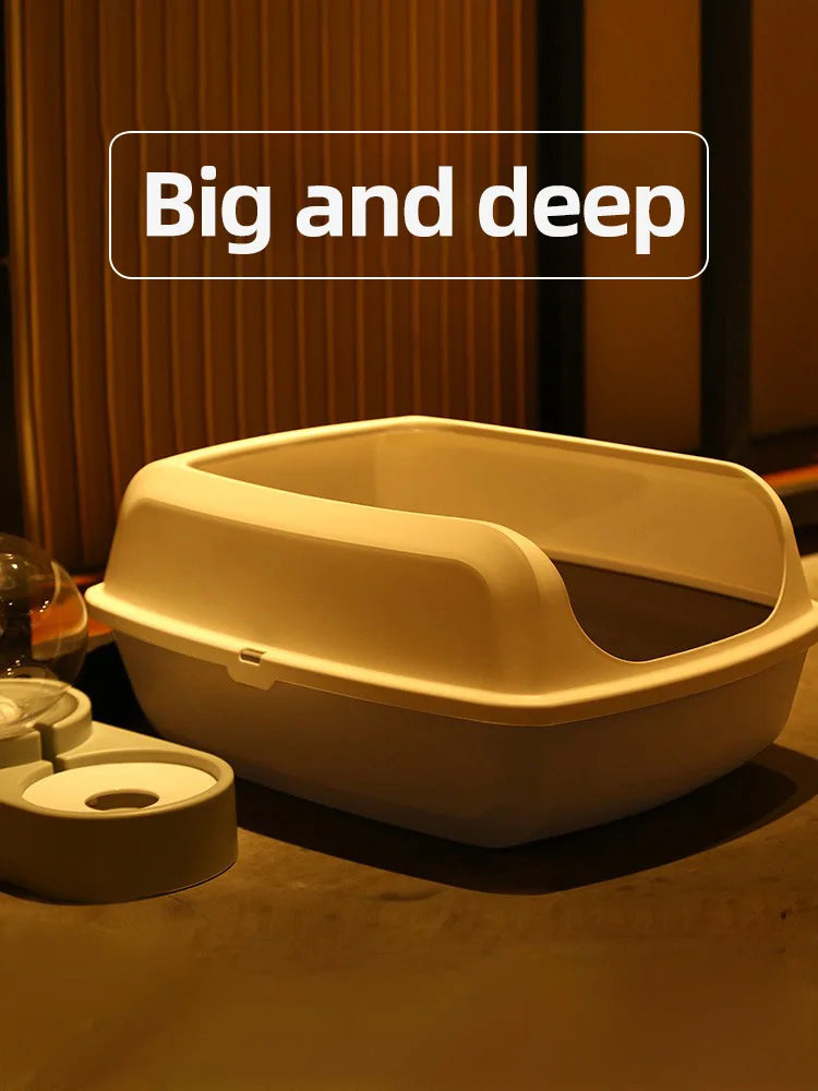 HOOPETCat Litter Box Large Capacity Litter Pan Semi-enclosed Pet LitterLitter Box Kitty Supplies Cat Potty Open Cat Litter Box