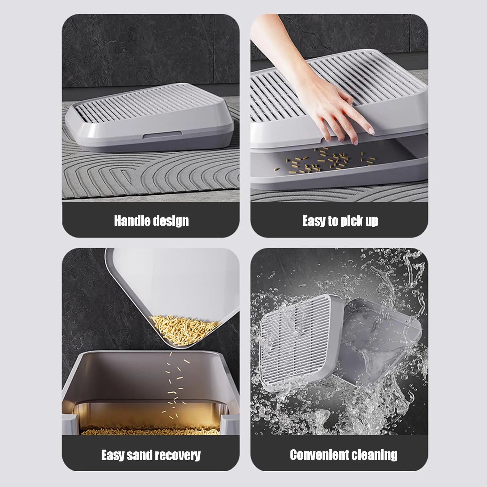 Litter Box Step Cat Litter Catcher Ramp Box Double Layer Elevated Tray with Filter Function Non-Slip Trapper Easy Cleaning