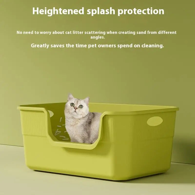 Large-Sized Litter Box For Cats Anti-Splash Semi-Enclosed Open Cat Toilet Cat Supplies