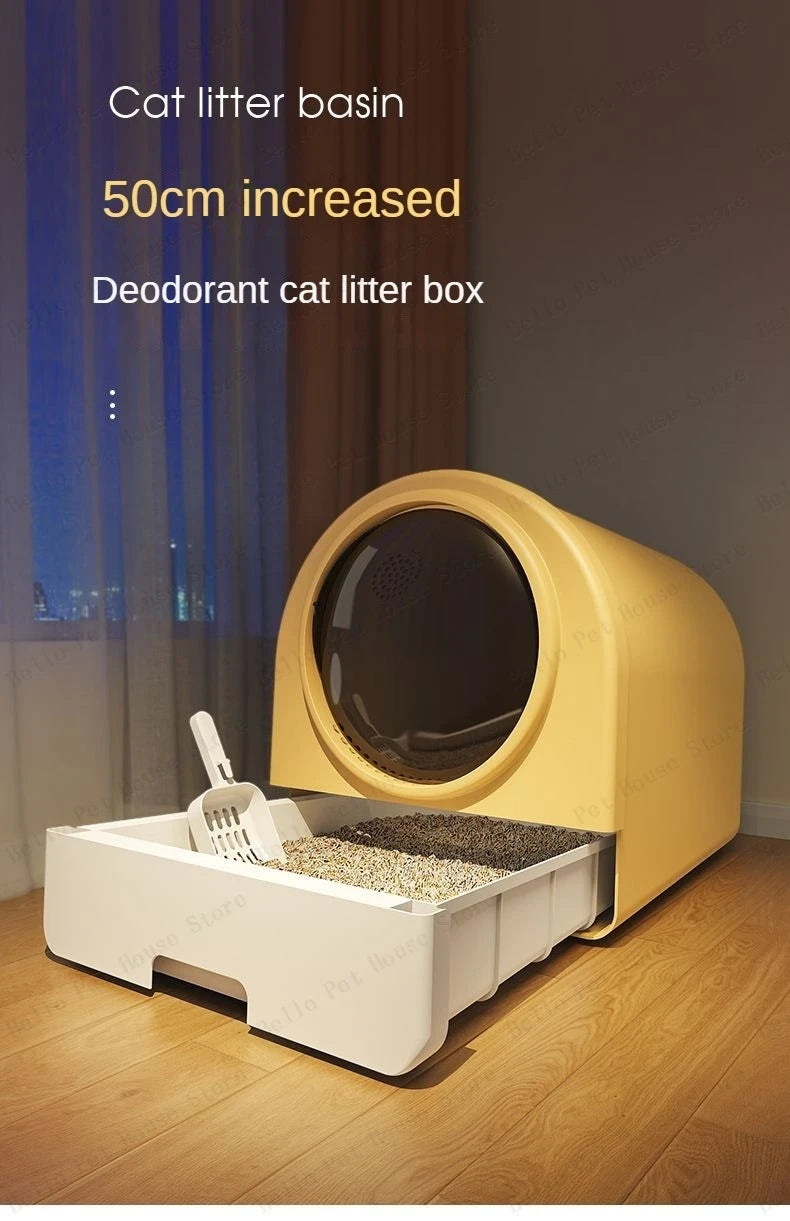Fully Enclosed Odor-proof Drawer-style Cat Litter Box Extra-large Splash-proof Cat Toilet Space Capsule Cat Litter Box