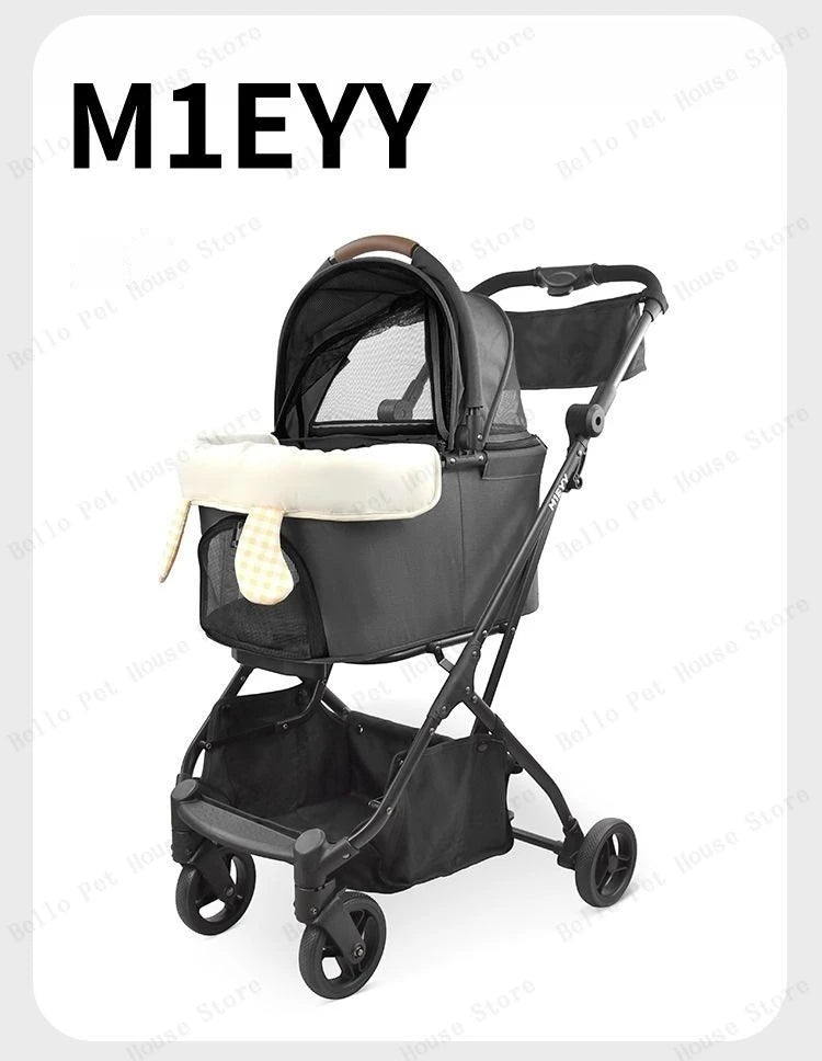 Detachable Lightweight Pet Stroller Car Carry Basket Small and Medium-sized Pet Stroller Foldable Ultra-light Portable Pet Cart