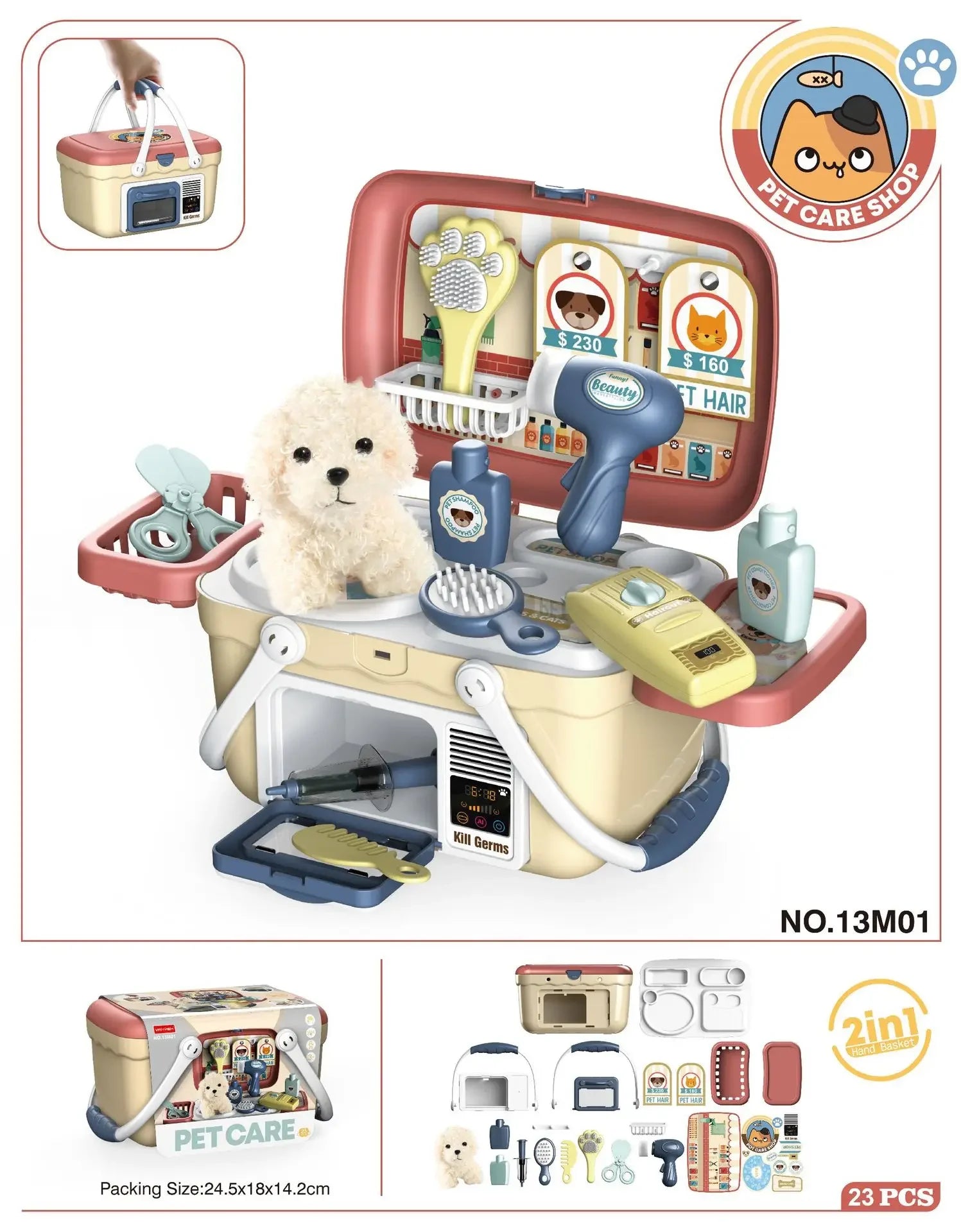 Pretend Play Puppy Pet Care Playset with Stuffed Dog Plush for Toddlers Doctor Play Veterinarian Kit Toys for Kids Girls with