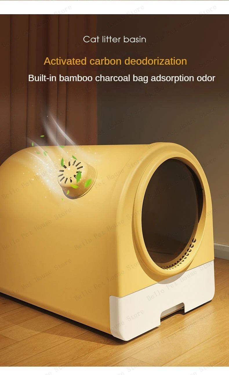 Fully Enclosed Odor-proof Drawer-style Cat Litter Box Extra-large Splash-proof Cat Toilet Space Capsule Cat Litter Box