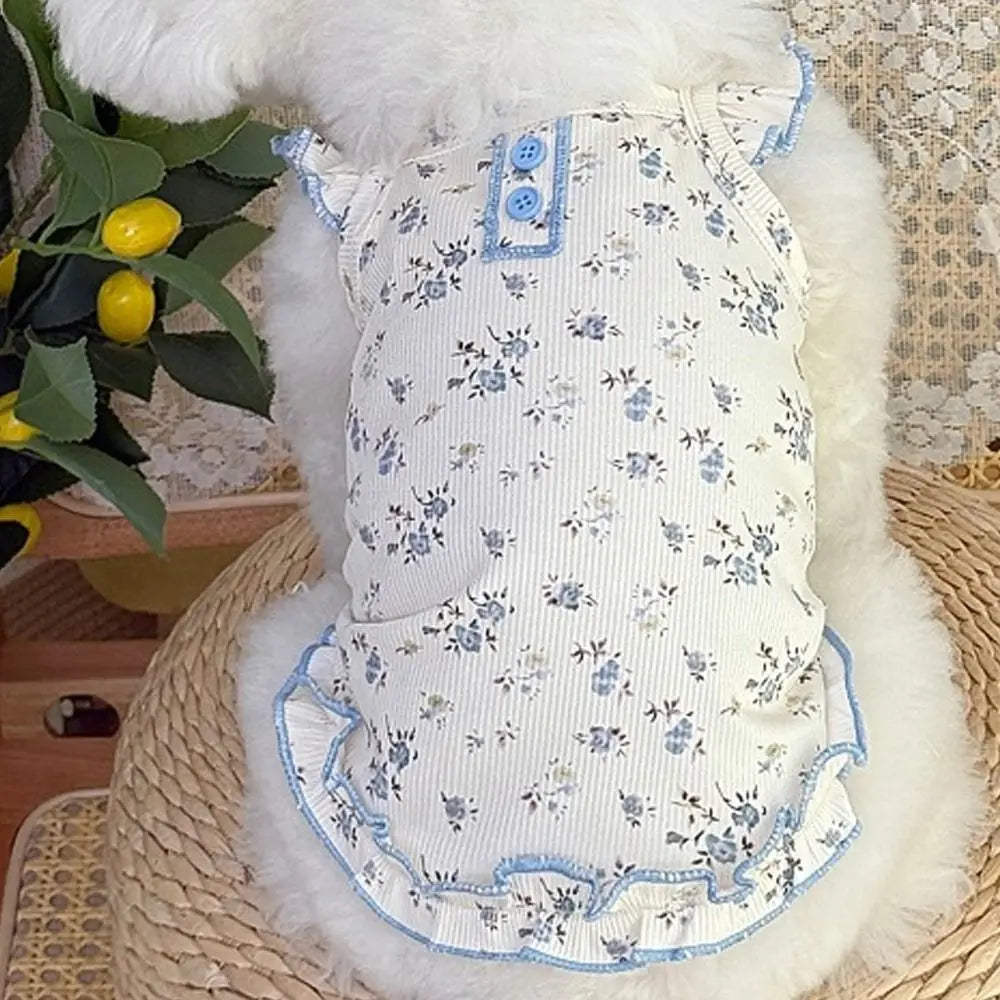 Pet Costumes Summer Thin Pet Floral Dress Sleeveless Comfortable Dog Skirt Breathable Puppy Sweatshirt For Small Dog Cat