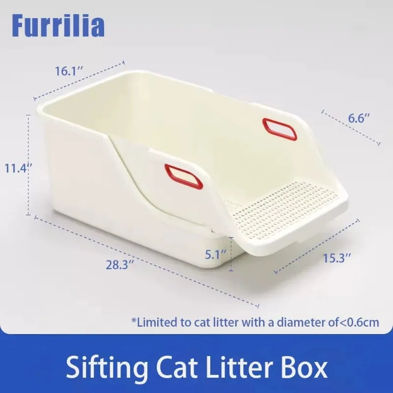 Semi Enclosed Cat Litter Box High Side, XL Large Sifting Litter Box with Sand  Shovel Cat Litter Tray Easy Clean