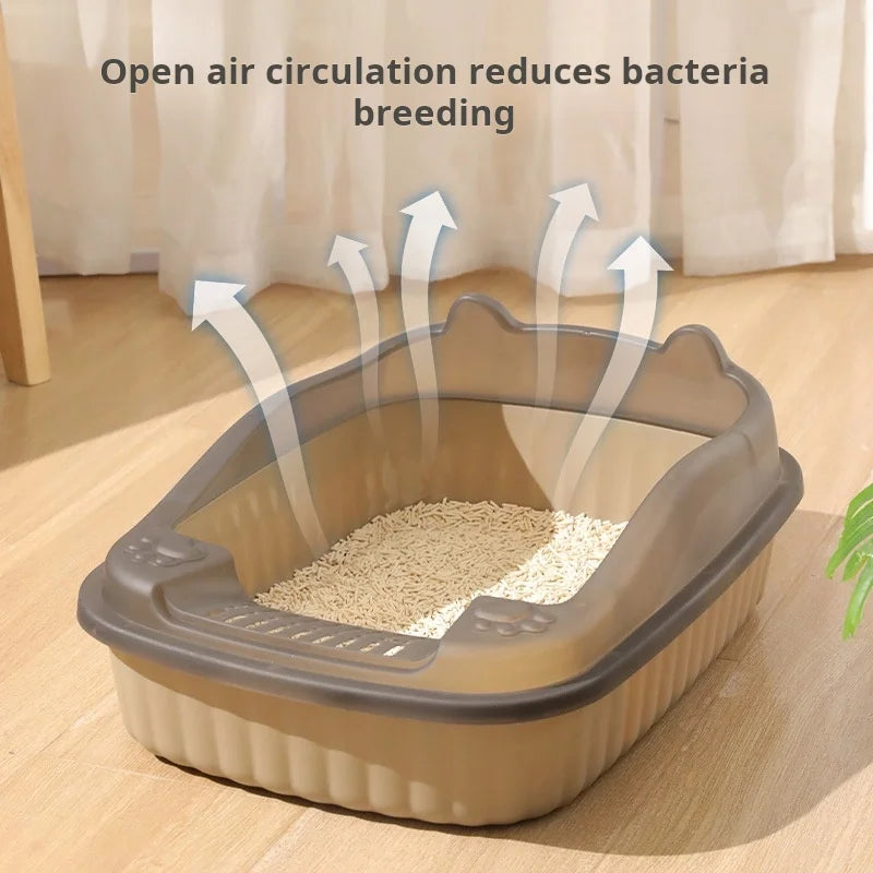 Large-Sized Half-Enclosed Open Anti-Splash Cat Litter Box Adult Cat Toilet Small-Kitten Litter Box Odor Removal for Cats