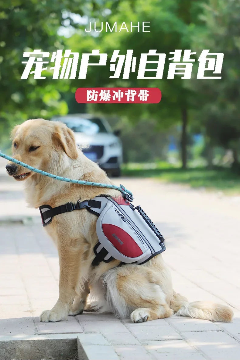 Pet Supplies Outdoor Dog Backpack Oxford Fabric Double Snack Bag Medium Large Dog Tactical Bag Waterproof Reflective Saddle Bag