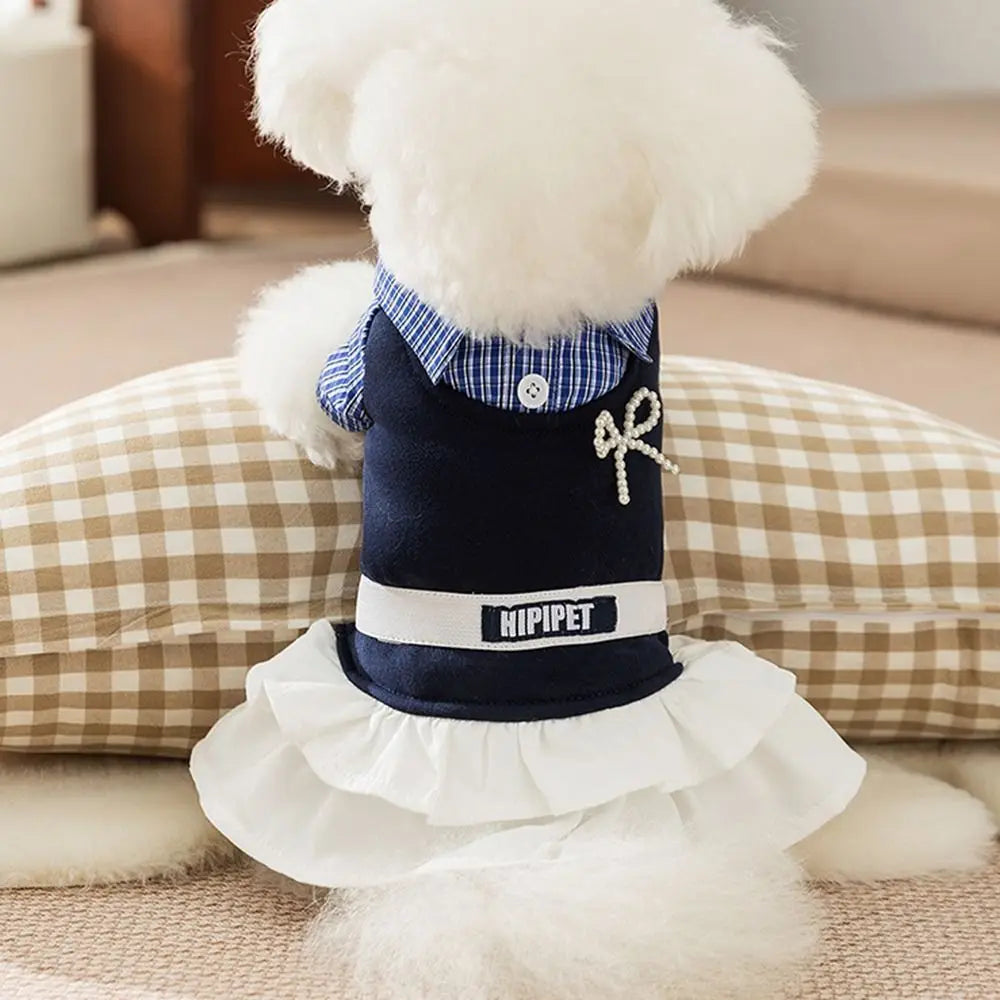 Pet Supplies Soft Cat Bowknot Dress Cute Preppy Style Pet Princess Skirts Breathable Shirt Collar Dog Shirt Dress Pet Party