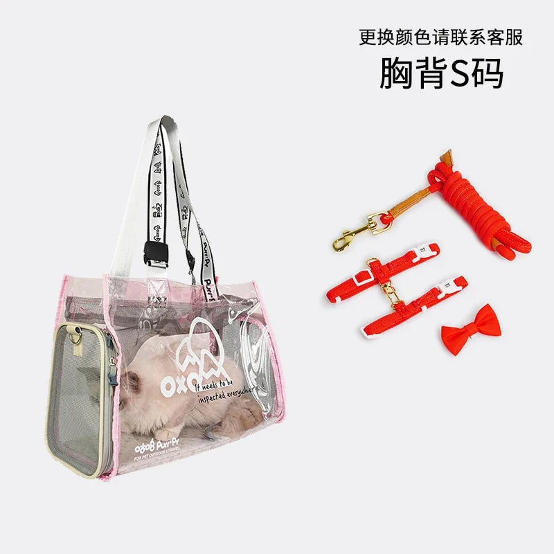 Pet bag Cat bag Portable going out Transparent schoolbag Carrying one-shoulder portable cat bag Dog dog
