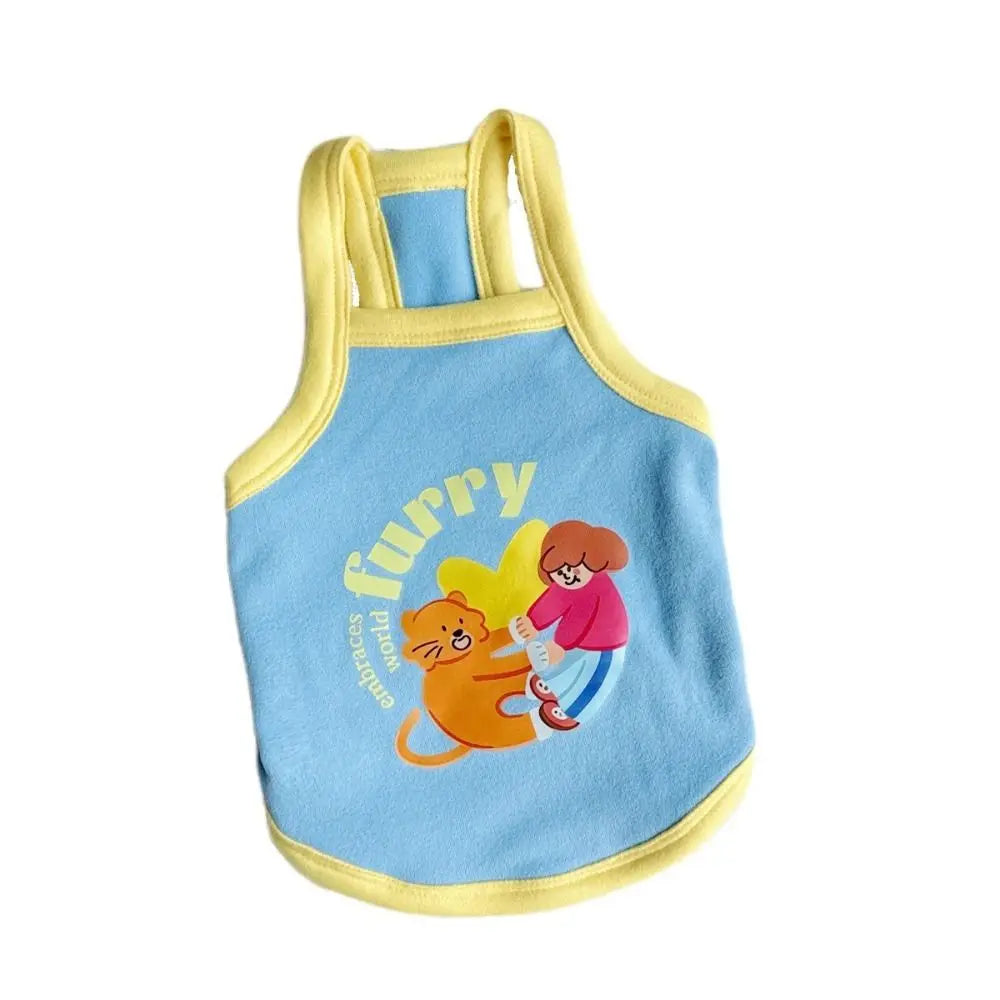 1 Pc Fashion Printed Design Thin Strap Dogs Vest Comfortable Fabric Small Pet Dress Spring Summer Puppy Wearing Costume