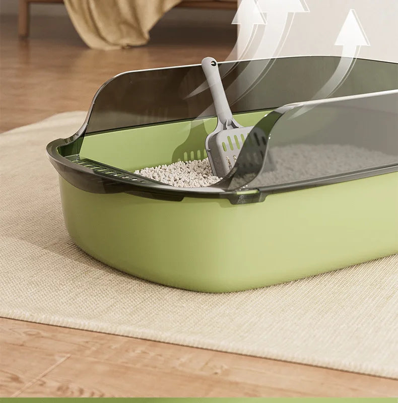 Cat Litter Box with Cat Litter Spatula Semi-enclosed Sandbox for Cats Rabbit Small Animals Cat Tray Kittens Litter Bedpans