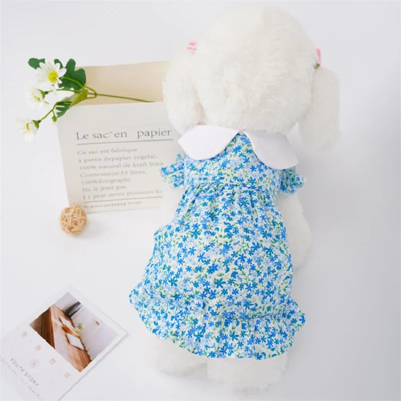 Dog Dress Summer Floral Pet Skirts Cat Sweet Dresses Chihuahua Yorkie Clothing Soft Breathable Puppy Costume Girls Dog Clothes